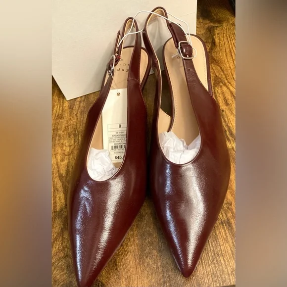 Women’s Samantha Sling Back Kitten Heels – a New Day™ Burgundy Size 8 new - Picture 3 of 6